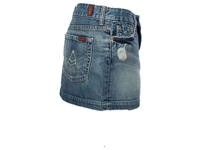 7 for all mankind, falda vaquera con strass Azul - vista 3