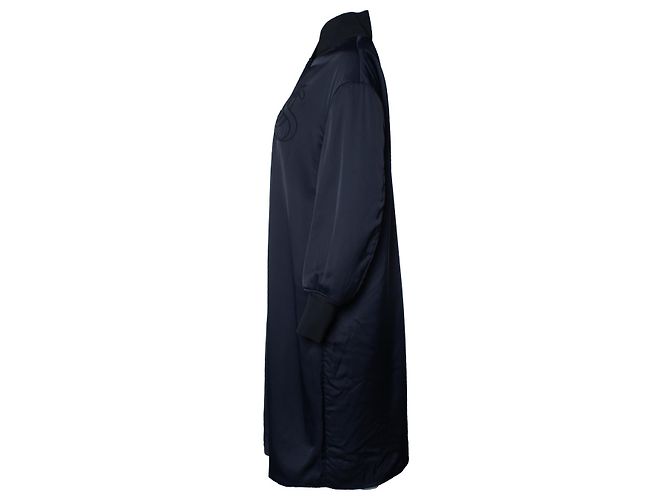 Jil Sander, giacca bomber sport blu lunga - vista 2