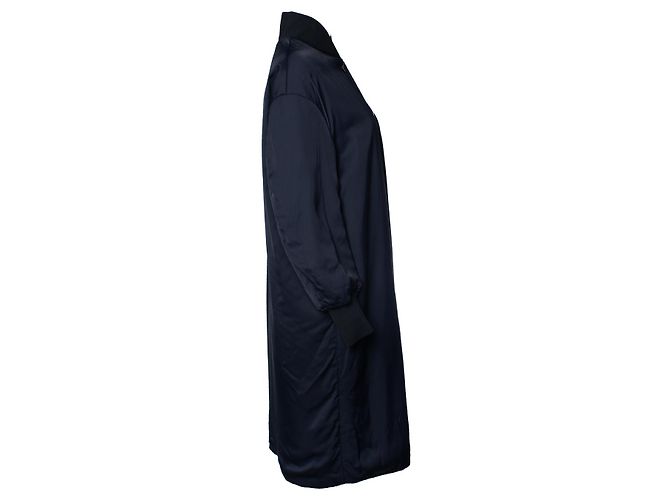 Jil Sander, giacca bomber sport blu lunga - vista 4