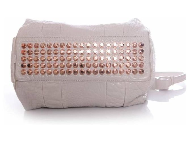Autre Marque Alexander Wang, Rockie Tasche in Hellgrau mit rosafarbenen Nieten. - Ansicht 5