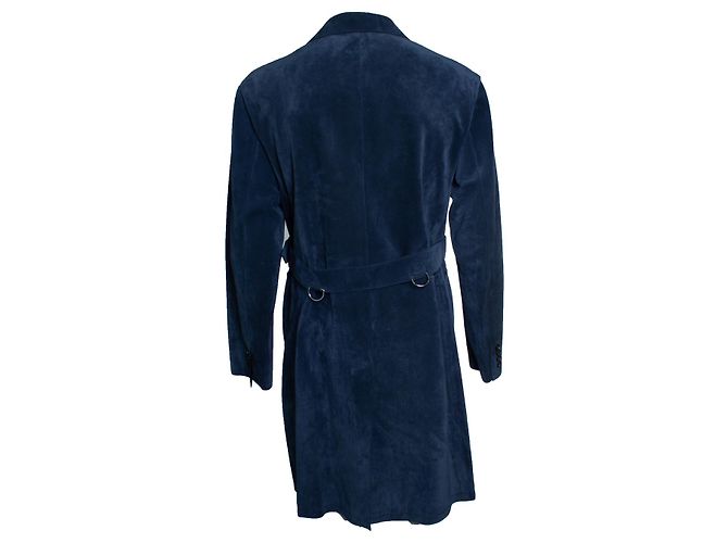 Alexander McQueen, Trench in scamosciato blu - vista 2