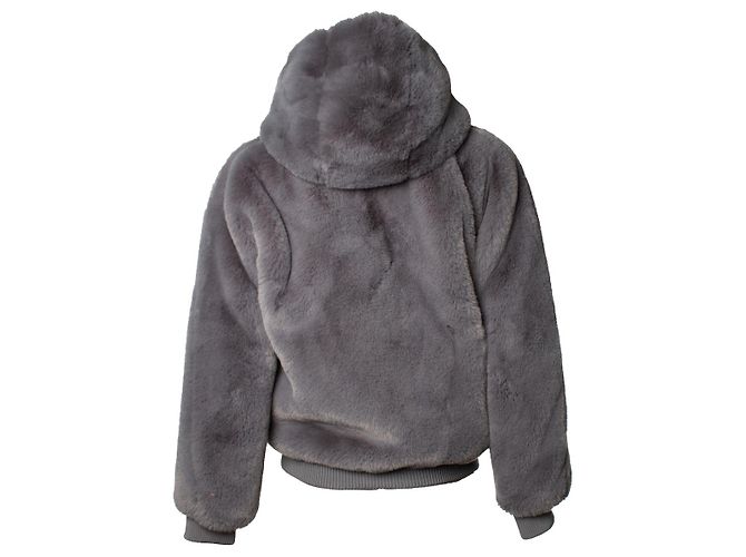 Maje, bomber de imitación de pelo en gris - vista 3