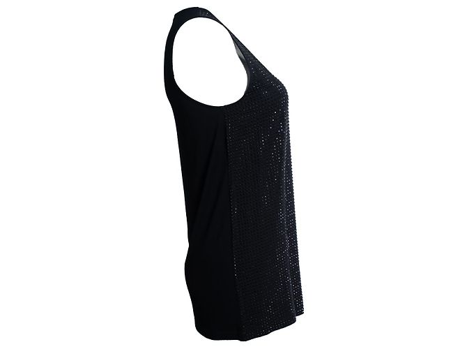 Gucci, top negro sin mangas con strass - vista 2