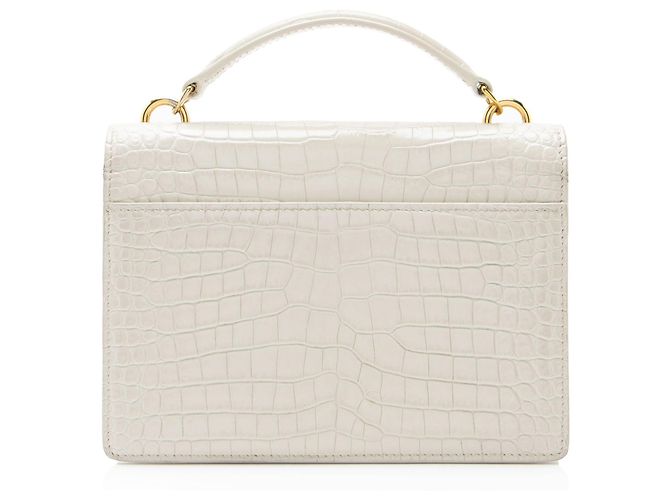 Saint Laurent Monogram Sunset Chain Wallet aus krokoprägtem Leder Weiß - Ansicht 3