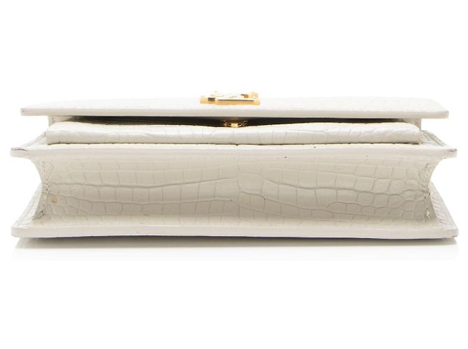 Saint Laurent Monogram Sunset Chain Wallet aus krokoprägtem Leder Weiß - Ansicht 4