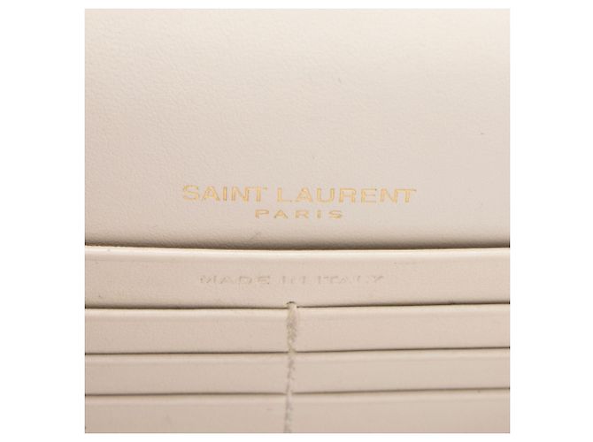 Saint Laurent Monogram Sunset Chain Wallet aus krokoprägtem Leder Weiß - Ansicht 8