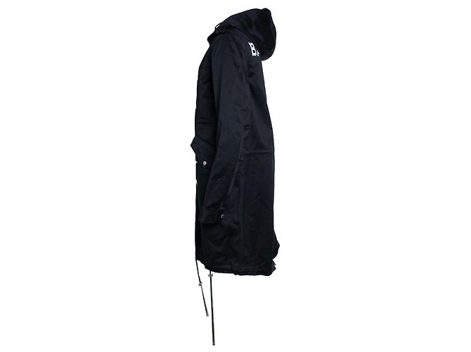 Balmain, Parka in cotone nero con cappuccio - vista 3