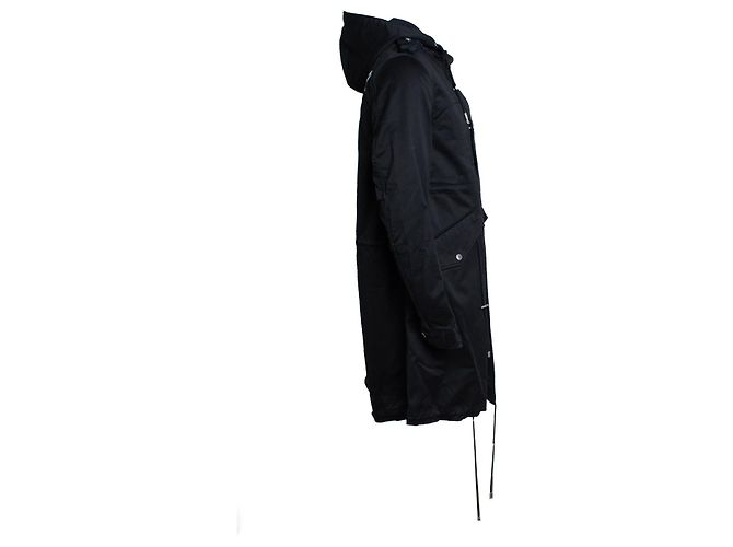 Balmain, Parka in cotone nero con cappuccio - vista 4