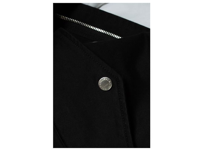 Balmain, Parka in cotone nero con cappuccio - vista 5