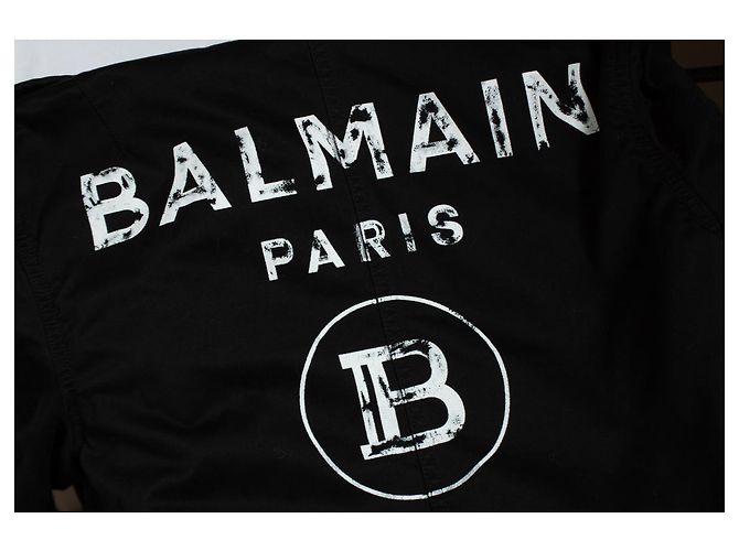 Balmain, Parka in cotone nero con cappuccio - vista 6