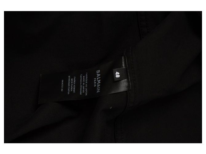 Balmain, Parka in cotone nero con cappuccio - vista 7