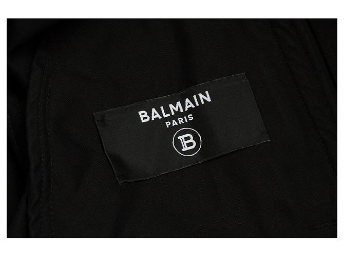 Balmain, Parka in cotone nero con cappuccio - vista 8