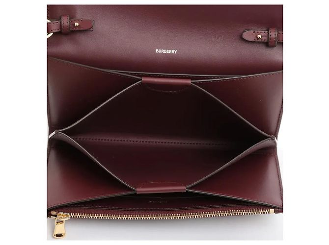 Borsa a tracolla in pelle Burberry Hazelmere Bordò - vista 4