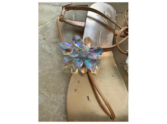 Giuseppe Zanotti sandali piatti pelle rose gold cristalli Rosa - vista 3