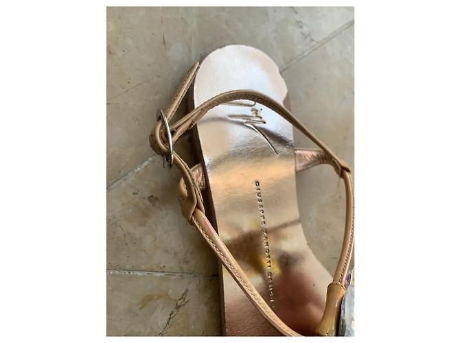 Giuseppe Zanotti sandali piatti pelle rose gold cristalli Rosa - vista 5