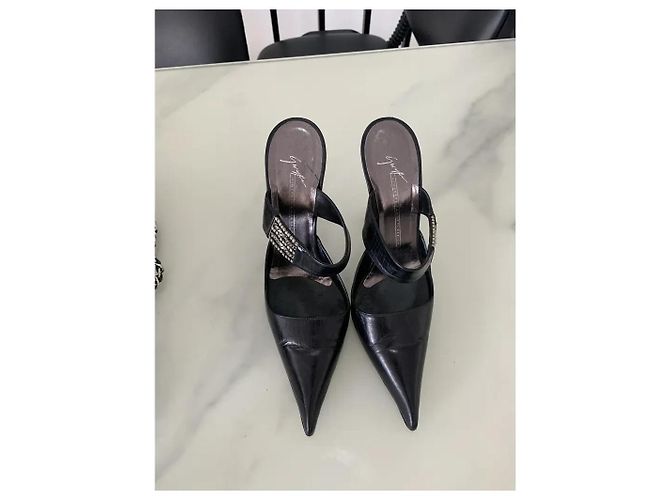 Mules Giuseppe Zanotti in pelle nera con strass Nero - vista 2