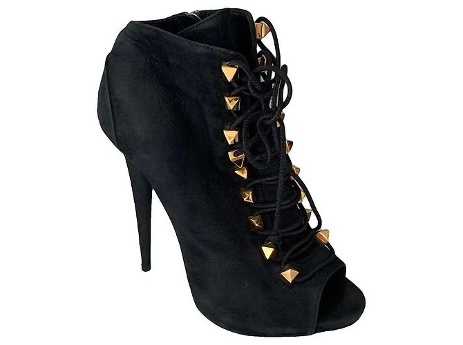 Stivaletti Giuseppe Zanotti in Camoscio Nero con Borchie - vista 2