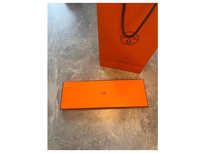 Cravatta in seta Hermès Les Chauves Souris Arancione Blu chiaro - vista 9