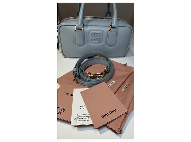 Miu Miu Borsa Bauletto Arcadie in pelle Blu chiaro - vista 7