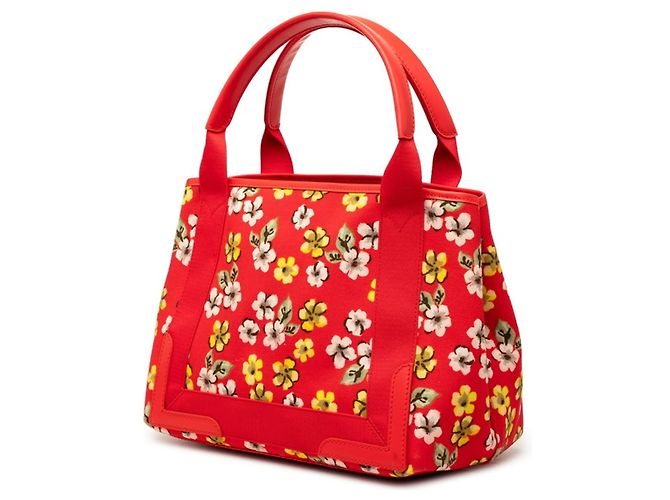 Everyday Balenciaga Navy Cabas Tragetasche mit Blumenmotiv Rot - Ansicht 2