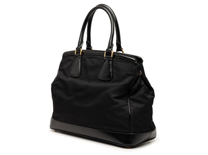 Borsa a mano Prada Saffiano Triangle Logo Plate Nero - vista 2