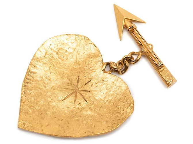 Spilla Chanel Logo Heart Arrow 93A D'oro - vista 2