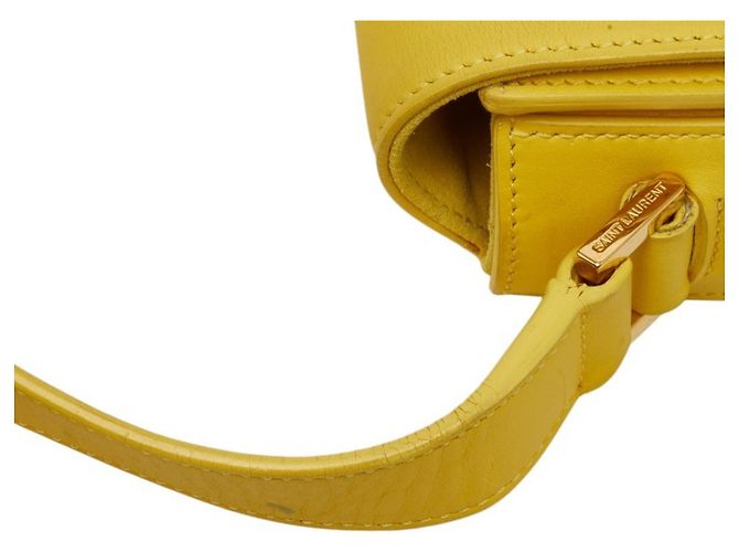 Borsa a tracolla Saint Laurent Y-line in pelle gialla Giallo - vista 8