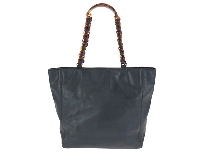 Borsa Tote Chanel Vintage Coco Mark in marmo con catena Nero - vista 2
