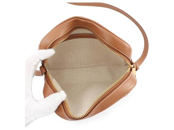 Céline Borsa a Spalla Celine Triomphe Canvas Leather Marrone Bianco Rosso - vista 5