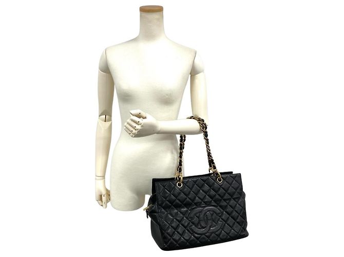 Borsa a Spalla Chanel Matelassé Caviar Skin Chain Nero - vista 10