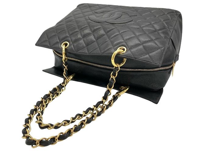 Borsa a Spalla Chanel Matelassé Caviar Skin Chain Nero - vista 3