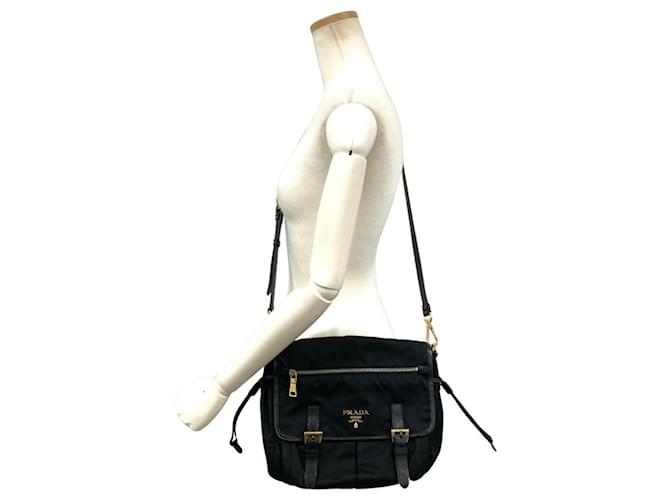 Borsa a tracolla in nylon e pelle Prada nera Nero - vista 10