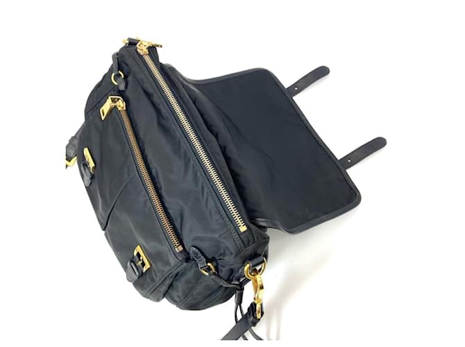 Borsa a tracolla in nylon e pelle Prada nera Nero - vista 5