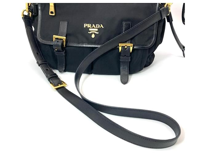 Borsa a tracolla in nylon e pelle Prada nera Nero - vista 6
