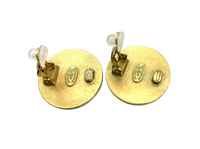 Brincos Chanel Coco Mark Circle Preto Dourado - vista 4