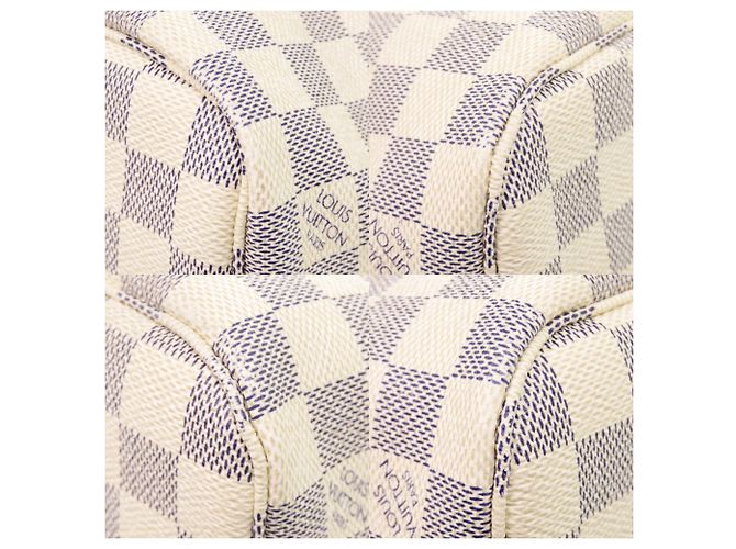 Borsa Tote Louis Vuitton Neverfull PM Damier Azur Bianco - vista 4
