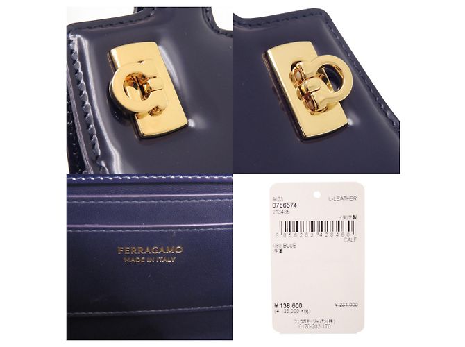 Borsa Salvatore Ferragamo Wanda Mini 2WAY Gancini Blu - vista 9