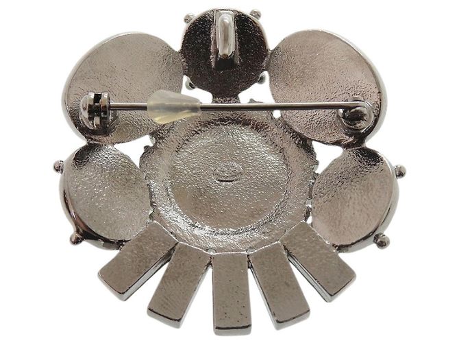 Chanel Coco Mark Brosche Schwarz Silber Weiß - Ansicht 3