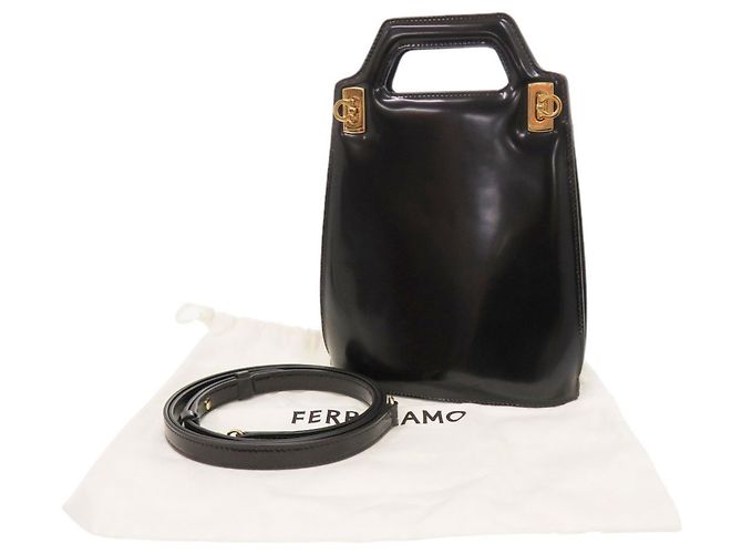 Borsa Salvatore Ferragamo Wanda Mini 2WAY Gancini Nera Nero - vista 2
