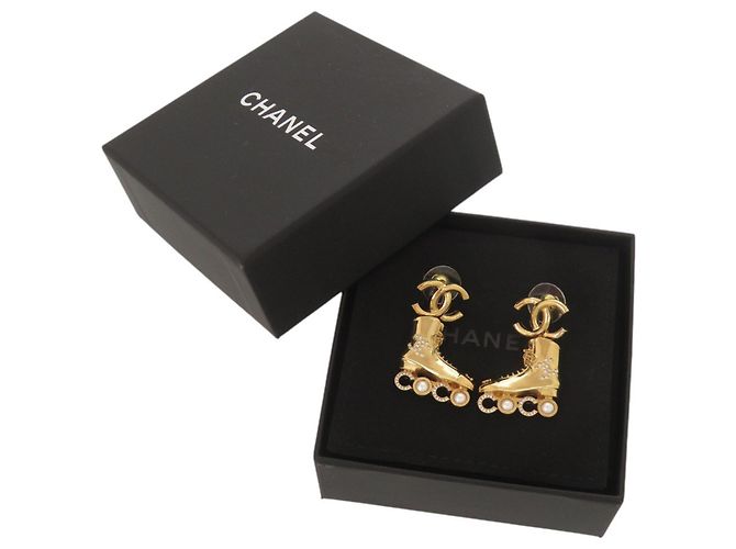 Orecchini pattini Chanel Coco Mark Gold D'oro - vista 2