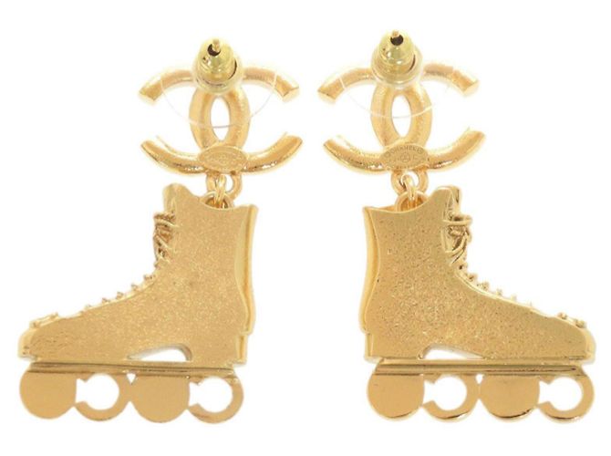 Orecchini pattini Chanel Coco Mark Gold D'oro - vista 3