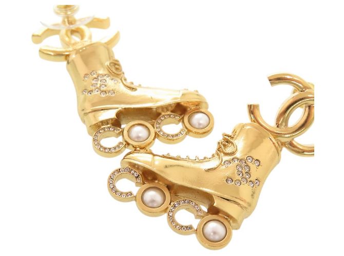Orecchini pattini Chanel Coco Mark Gold D'oro - vista 4