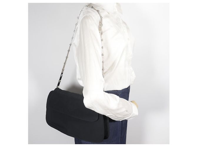 Borsa a tracolla con catena in nylon nero Bottega Veneta - vista 20