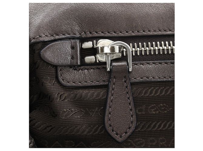 Borsa Tote con volant Prada BR3987 in pelle marrone - vista 13