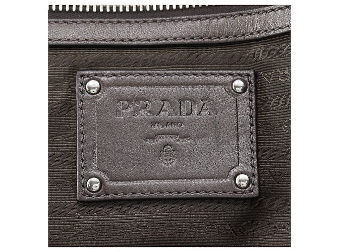 Borsa Tote con volant Prada BR3987 in pelle marrone - vista 19