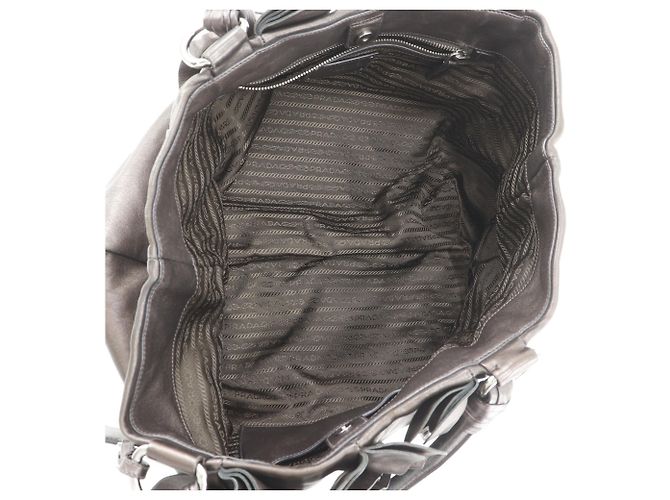 Borsa Tote con volant Prada BR3987 in pelle marrone - vista 5