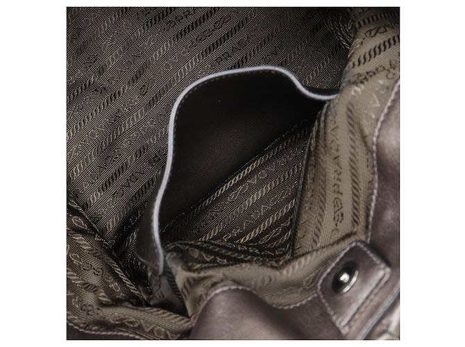 Borsa Tote con volant Prada BR3987 in pelle marrone - vista 7