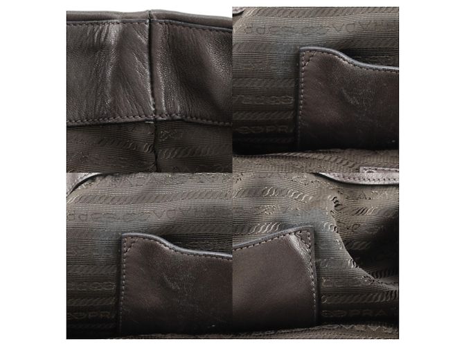 Borsa Tote con volant Prada BR3987 in pelle marrone - vista 8