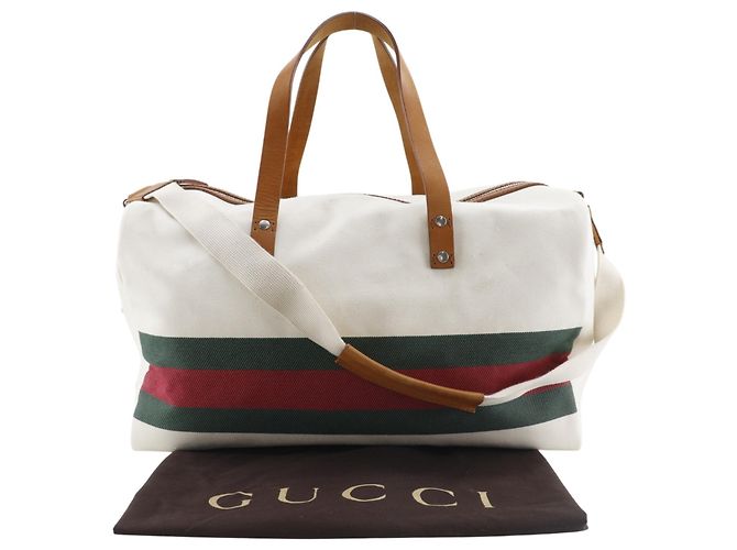Borsa Boston in tela Off-White Gucci Bianco sporco - vista 19