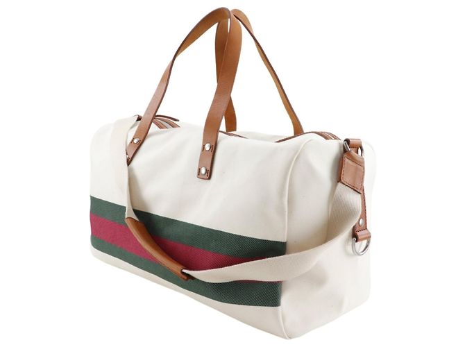 Borsa Boston in tela Off-White Gucci Bianco sporco - vista 2
